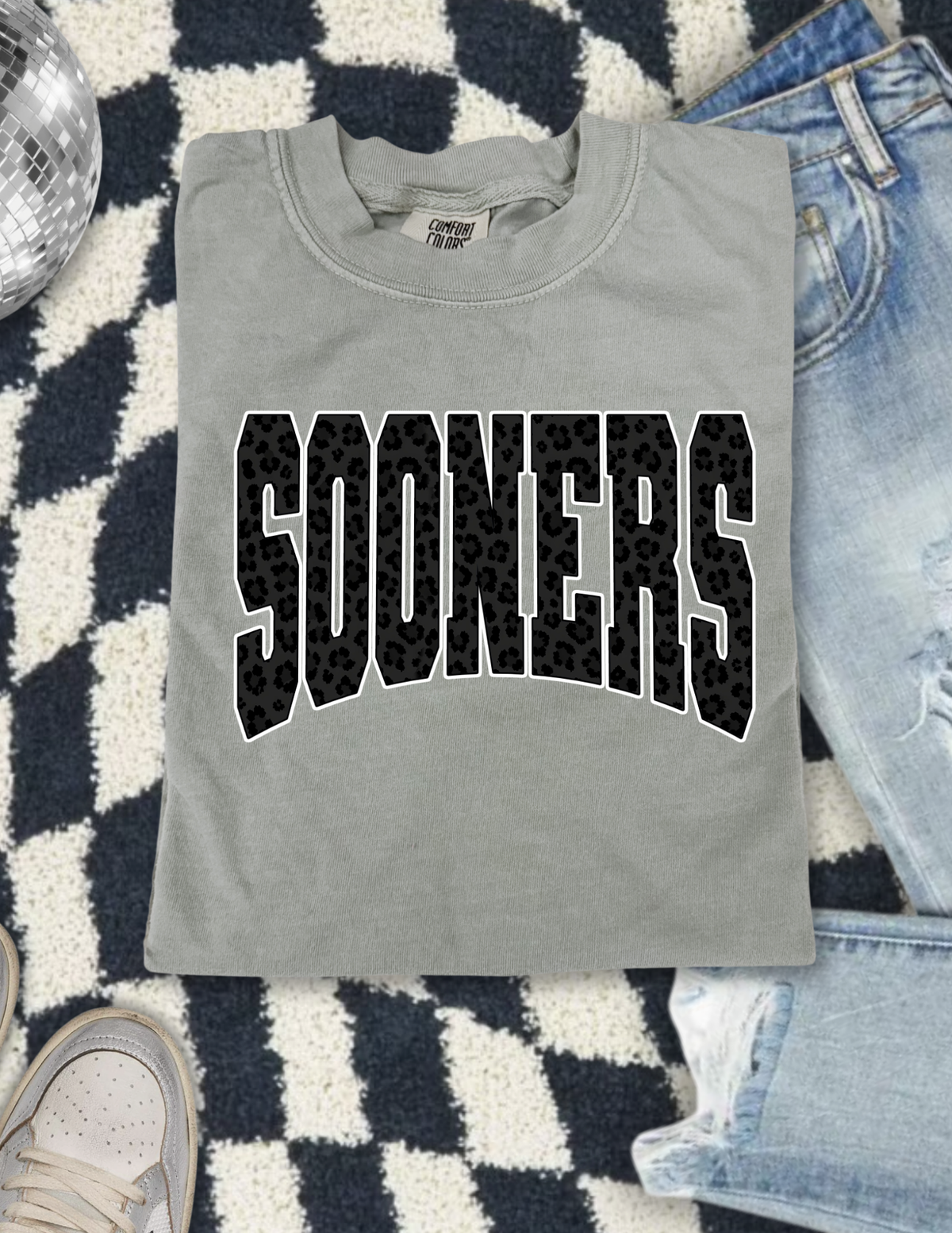 Black Leopard Sooners Crewneck