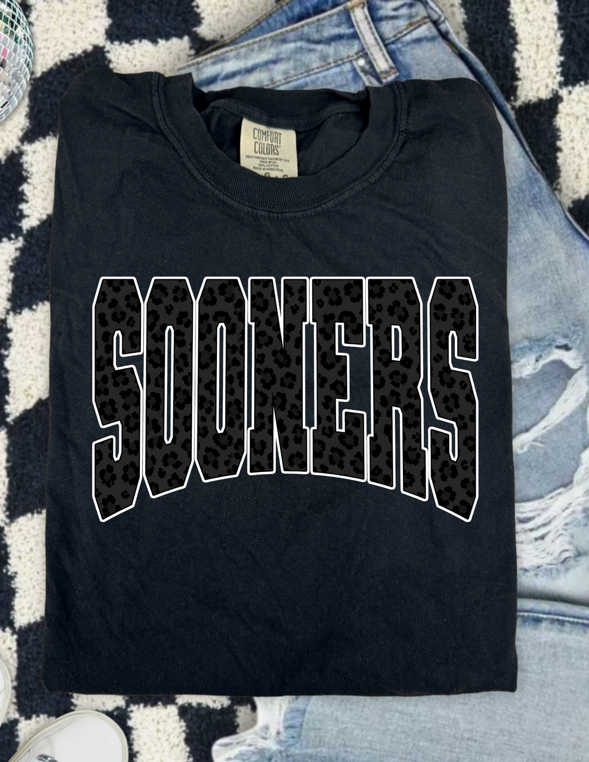 Black Leopard Sooners Crewneck